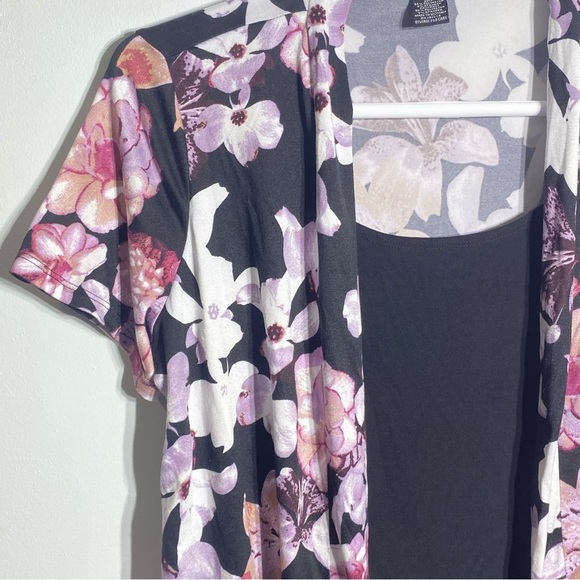 Elie McCarthy Blouse Women’s M Multicolor Floral Faux Two Piece Layered Top - Picture 3 of 10